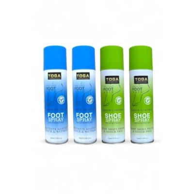 Image of Toga odour Control Shoe &amp; Foot antibacterial deodorant spray 150ml per can (PACK of 4) 2 cans and Anti Smell odor total 600ml