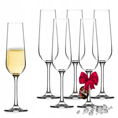 Image of KADAX Champagne Flutes, Set of 6, 200 ml, Flutes for Home, Party, Modern Transparent Glasses with High Stem