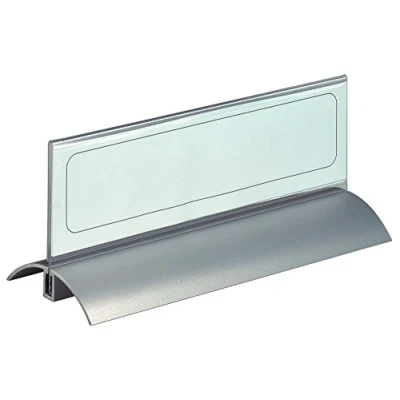 Image of Durable Table Place Name Holder Acrylic with Inserts and Metal Base 61x210 mm Clear Ref 8202/19 [Pack of 2]
