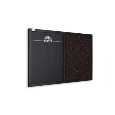 Image of ALLboards Brown Cork Board and Magnetic Chalkboard COMBI in Black Frame + a Set of Accessories Included