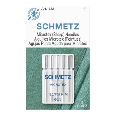 Image of Schmetz Microtex (Sharp) Sewing Machine Needles, Size 60/8