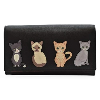 Image of Mala Leather Best Friends Sitting Cats Matinee Purse RFID 3528 65 (Black)