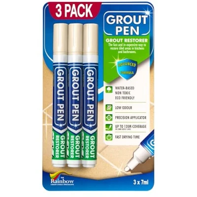 Image of 3 X CREAM Grout Pens Designed for Restoring Tile