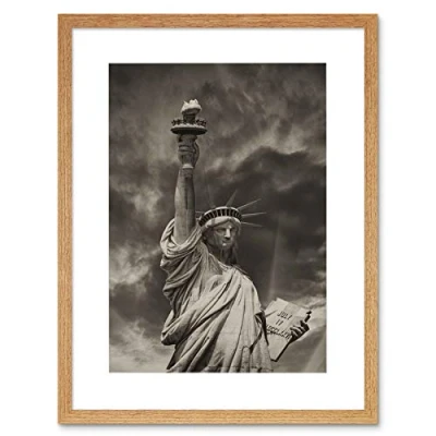 Image of Wee Blue Coo Photo Composition Landmark Statue Liberty New York Framed Wall Art Print
