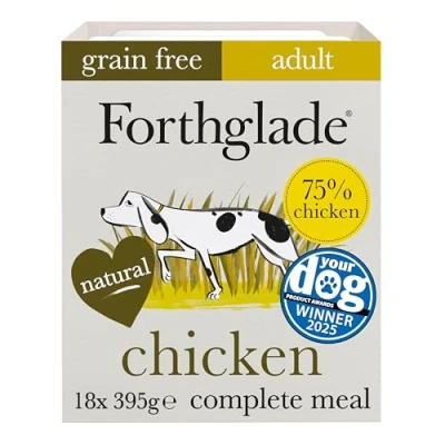 Image of Forthglade Wet Dog Food (18 x 395g Trays) Adult 1 year +, Grain Free with Chicken, Butternut Squash &amp; Vegetables , Stomach Sensitive Natural Ingredients,