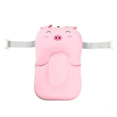Image of Moonvvin Baby Bather Infant Bath Pad, Floating Soft Pillow &amp; Lounger Newborn Pad Tub Cushion (Pink Pig with Hook)