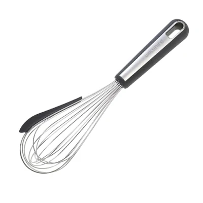 Image of Wiltshire Aspire Whisk, Stainless Steel, Egg Whisk with Silicone Scraper, Baking &amp; Whipping Balloon Anti Slip Soft Touch Handle, Grey Silver, 30x8x6.8cm