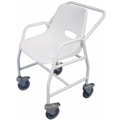 Image of Aidapt Mobile Shower Chair with Locking Castors, Hand Grips and Push Bar. For Elderly, Disabled, Pregnant or Unsteady on their Feet Users