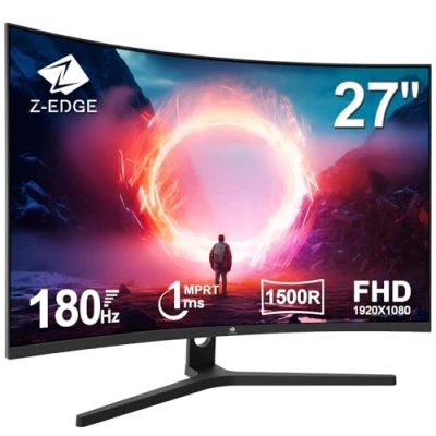 Image of Z Edge 27 Inch 165Hz Curved Gaming Monitor 1ms MPRT Full HD 1080P VA Panel 1500R 16:9 LED Monitor, FreeSync HDR10, DisplayPort1.4 &amp; HDMI2.0, Support VESA 100x100mm