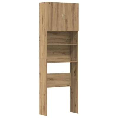 Image of vidaXL Washing Machine Cabinet Artisan Oak Engineered Wood 64x24x190 cm Bathroom/Laundry Room Cupboard