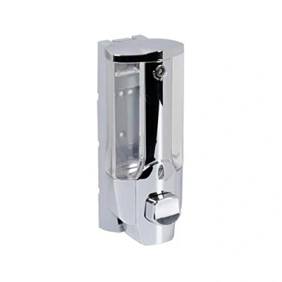Image of axentia Hanging Soap Dispenser, Silver/Transparent, ca. 7,5 x 19 8,5 cm