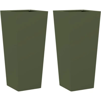 Image of vidaXL Garden Planters Olive Green 2 pcs 35x35x75 cm Steel