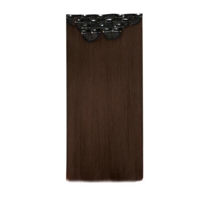 Image of Lullabellz Super Thick Straight Clip In Hair Extensions 5 Piece, 22 Inch Length, Chocolate Brown