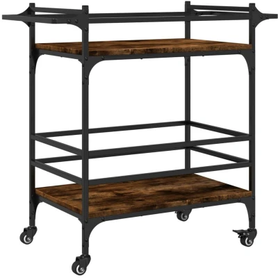 Image of vidaXL Kitchen Trolley Smoked Oak 82x40x78.5 cm Engineered Wood