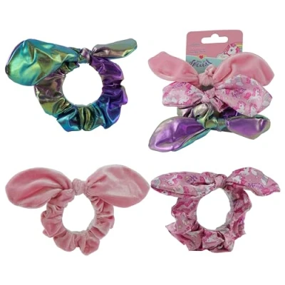 Image of 3Pcs Unicorn Scrunchies with Bow, Stylish Hair Accessories for Kids 3+Y, Party Favors and Stocking Stuffers