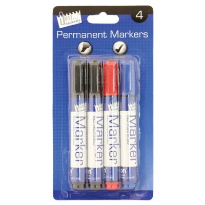 Image of Just stationery Chisel Tip B/C Permanent Marker (Pack of 4), 1155/72