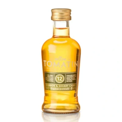 Image of Tomatin 12 Year Old Highland Single Malt Scotch Whisky 43% alcohol/vol 5cl Mini Glass Bottle
