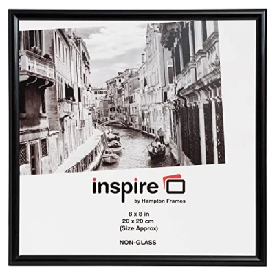 Image of Hampton Frames BACKLOADER 8x8 (20x20cm) Black Picture Poster Photo Certificate Display Frame 1 PACK Acrylic (Non Glass) Front BLR88BKPX 1PK