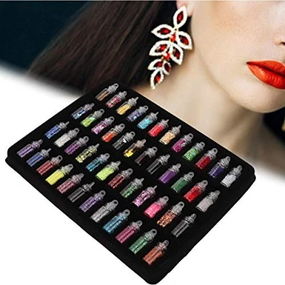 Image of 48 Bottles Flash Sequin Powder, DIY Jewellery Epoxy Mold Making Decoration Resin Tools Shiny Sequins Filling Material Manicure Makeup Jewelry
