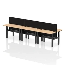 Image of Air B2B 1200x600mm Adjustable 6P Bench Desk CP Maple/Black + Screen
