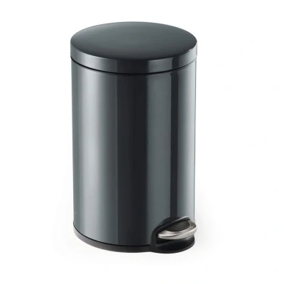 Image of Durable Pedal Bin Metal Round 12 Litre Capacity Silent Closing Lid Ideal for Offices, Warehouse, Bathrooms, etc.