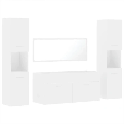 Image of vidaXL 4 Piece Bathroom Furniture Set White Engineered Wood