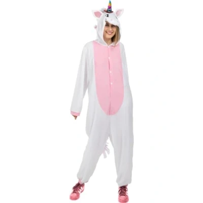 Image of Funidelia Pink Unicorn Onesie Costume for men &amp; women Original Funny Costumes adults, accessory fancy dress props Halloween, carnival parties Size S M