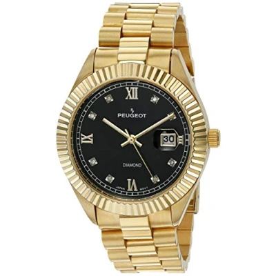 Image of Peugeot PP Men Analog Japanese Quartz Watch with Metal Strap 1053BK