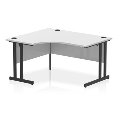 Image of Impulse 1400 LH Crescent Office Desk White Top Black Cantilever Leg