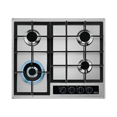 Image of AEG 60cm 4 Burner Gas Hob with Wok Stainless Steel