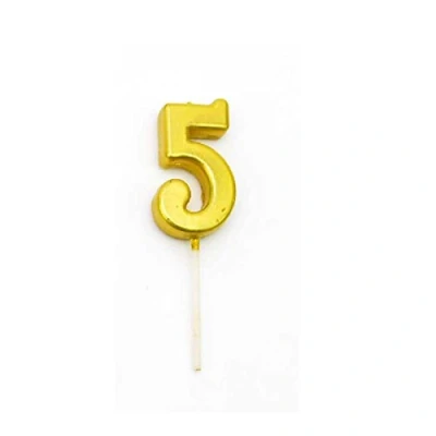 Image of Gifts 4 All Occasions Limited Shatchi Gold 5 Number Candle Birthday Anniversary Party Cake Decorations Topper