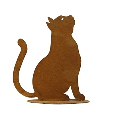 Image of Rusty Metal Garden Stake Cat Ornament