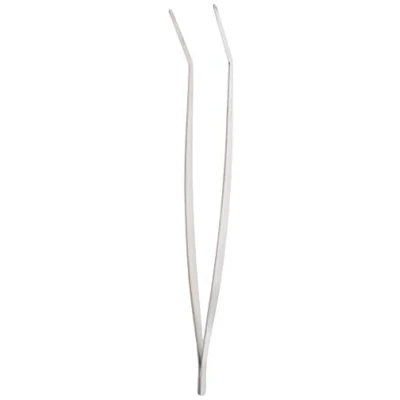 Image of Mercer Culinary Offset Precision Tongs, 11 3/4 Inch, Stainless Steel, Silver