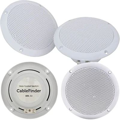 Image of Loops EXCLUSIVE 4x Moisture Resistant Ceiling Speakers 80W 8Ohm 5 Kitchen Bathroom 2 Way Loud