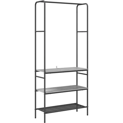 Image of vidaXL Clothes Rack with Shelves Grey sonoma 77 x 30 171 cm