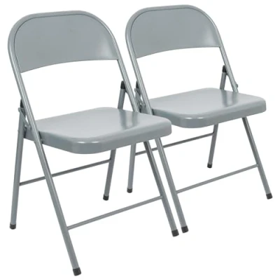 Image of Harbour Housewares Metal Folding Chairs Matt Grey Pack of 2