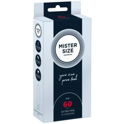 Image of MISTER Size 60mm Ultra Sensitive Condoms for Men Extra Thin, fine, lube/Made from 100% Natural Rubber Latex in Your L XL/Real Feel Pack of 10