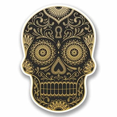 Image of 2 x 10cm Sugar Skull Vinyl Sticker Decal Laptop Car Bike Helmet Girls Gift #9725 (7cm Wide Tall)