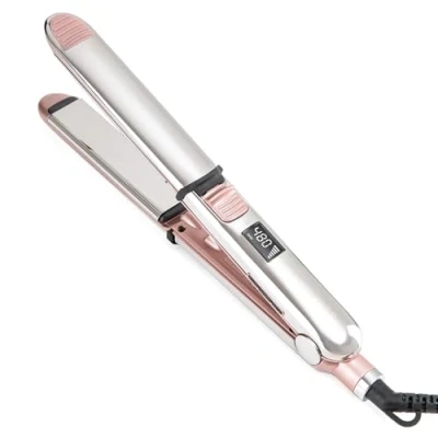 Image of Rozamor Professional Hair Straighteners, Titanium Straightener, Double Side 3D Floating Plates Fast Heating Flat Iron, Pink 2 in 1 Straightener Curler for All Hairstyles, Gift Women