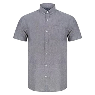 Image of Tokyo Laundry Mens Grey Cotton Chambray Short Sleeve Shirt Size X Large
