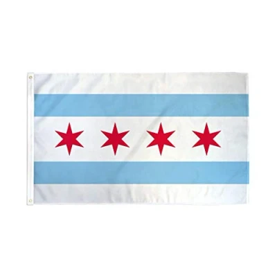 Image of AZ Flag Chicago 2x3 Ft 100D Polyester City Banner with Two Metal Grommets Fade Resistant Vivid Colors 2&#039; x 3&#039; Feet 90x60 Cm