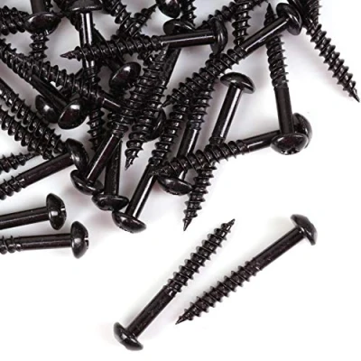 Image of 100x Timco Black Passivated Wood Screws 10G x 1 1/2&quot; Round Head Coated Blackjax Fasteners