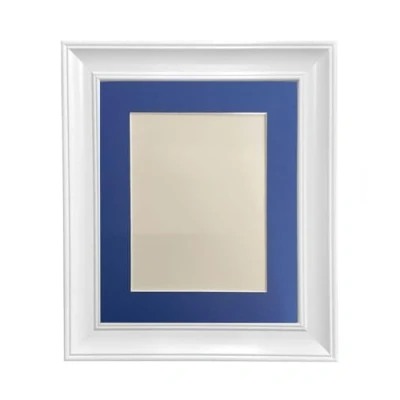 Image of FRAMES BY POST Scandi White Picture Photo Frame with Oxford Blue Mount A2 Image Size A3