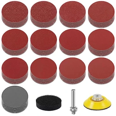 Image of KONGMING 130 Pcs Sanding Disc 50 mm Hook and Loop Grit 80 100 120 150 240 320 400 600 800 1000 1200 2000 3000 Pad 2 inch Drill Attachment