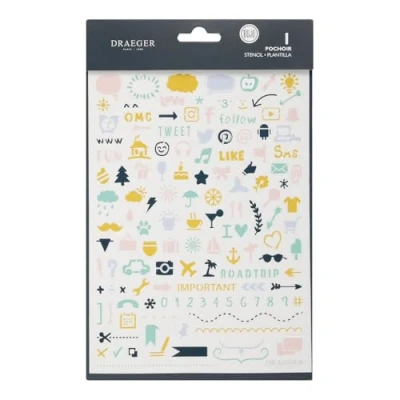 Image of Toga Bullet Journal Symbols Stencil, Icons, 15 x 21 0.1 cm
