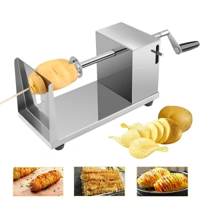 Image of Uten Potato Tower Machine, Stainless Steel, Spiral Cutter for Fruit, Potatoes, Tornado Chips, Cucumber or Carrots