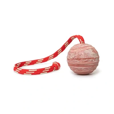 Image of Julius K9, IDC Natural Rubber Ball with String, Horizontally Grooved, 60 mm