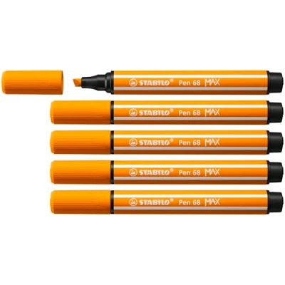 Image of Premium Fibre Tip Pen with Chisel STABILO 68 MAX Pack of 5 Orange