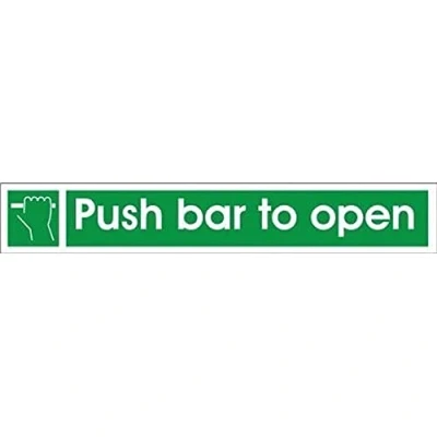 Image of Push Bar To Open Door Sign 300mm x 100mm Self Adhesive