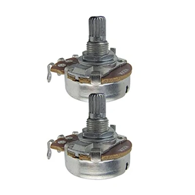 Image of IKN 2pcs Full Size A250K Audio Taper Potentiometer Guitar Tone Volume Control Pots with Bayonet L15mm Short Knurled Split Shaft
